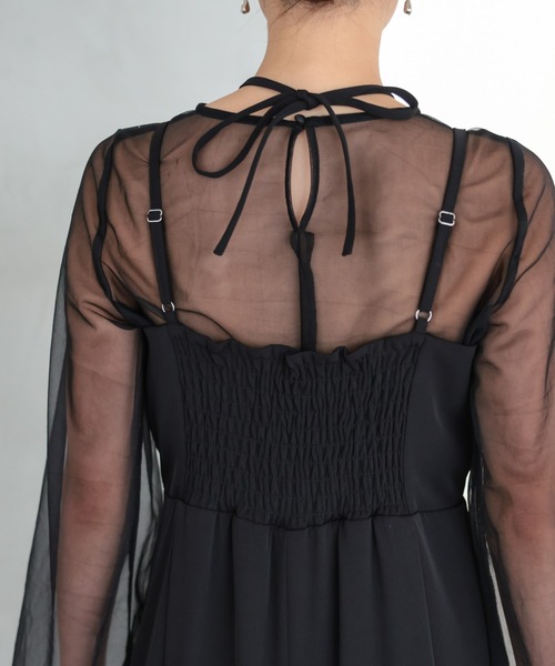 haremode（ハレモード）の「結婚式 お呼ばれ 二次会 謝恩会 成人式 同窓会 対応 20代 30代 シアー レイヤード 2WAY セットアップ 3点セット ベスト シアーブラウス ワンピース パーティー オケージョン ドレス（ドレス・レディース・ベージュ/チャコール/ブラック・M/S）」の19枚目の写真