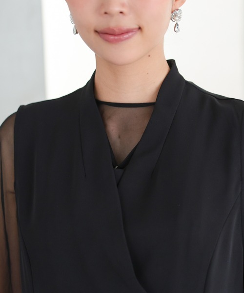 haremode（ハレモード）の「結婚式 お呼ばれ 二次会 謝恩会 成人式 同窓会 対応 20代 30代 シアー レイヤード 2WAY セットアップ 3点セット ベスト シアーブラウス ワンピース パーティー オケージョン ドレス（ドレス・レディース・ベージュ/チャコール/ブラック・M/S）」の21枚目の写真