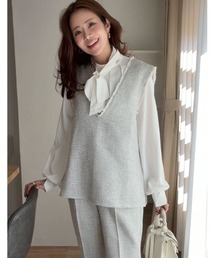 Re:EDIT | [大きいサイズ有]モノトーンツイードVネックベスト(ベスト)