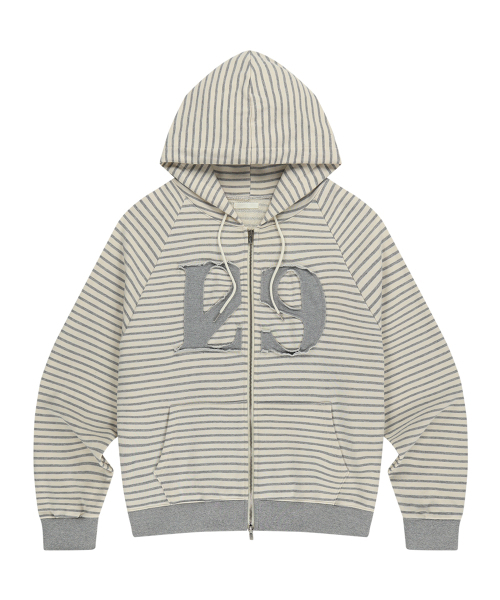 ILLIGO（イリゴ）の「129 ロゴパッチ フードパーカー ジップアップ ストライプ アイボリー（パーカー・レディース・その他・SMALL/MEDIUM/LARGE）」の4枚目の写真