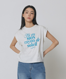 ソレイ ロールアップスリーブTシャツ_メランジグレー