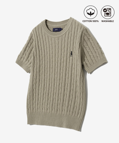 YALE(イェール)の「ウィメンズヘリテージダンケーブル半袖ラウンドニットウォームグレー(Tシャツ/カットソー・レディース・その他・S/M/L)」の2枚目の写真