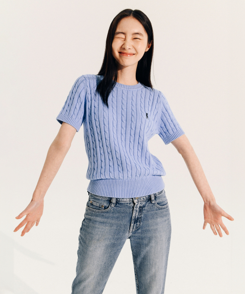 YALE(イェール)の「ウィメンズヘリテージダンケーブル半袖ラウンドニットウォームグレー(Tシャツ/カットソー・レディース・その他・S/M/L)」の8枚目の写真
