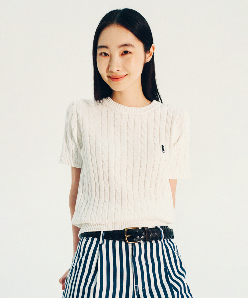 YALE(イェール)の「ウィメンズヘリテージダンケーブル半袖ラウンドニットウォームグレー(Tシャツ/カットソー・レディース・その他・S/M/L)」の13枚目の写真