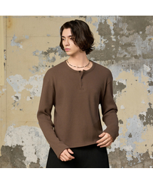 ワッフルヘンリーネッククロップTシャツ(4カラー)