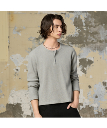 HYOJI（ヒョージ）の「ワッフルヘンリーネッククロップTシャツ（4カラー）（Tシャツ/カットソー）」