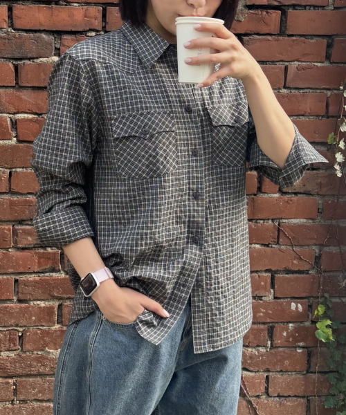 TTUDEMENT(トュードメント)の「WESTERN CHECK SHIRT_BROWN(シャツ/ブラウス・レディース・その他・S/M)」の1枚目の写真