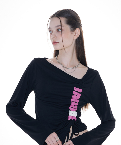 LARTIGENT(ラーティゼン)の「L14 SHIRRING T-SHIRT(BLACK)(Tシャツ/カットソー・レディース・その他・FREE)」の1枚目の写真