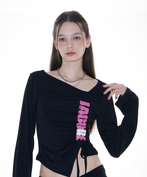 LARTIGENT(ラーティゼン)の「L14 SHIRRING T-SHIRT(BLACK)(Tシャツ/カットソー・レディース・その他・FREE)」の3枚目の写真