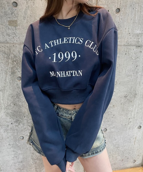 ROGER AND RAW（ロジャーアンドロウ）の「ショート丈ロゴ刺繍スウェットトップス（Tシャツ/カットソー・レディース・ホワイト/ブラック/ネイビー/グレー・FREE）」の4枚目の写真