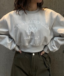 ショート丈ロゴ刺繍スウェットトップス