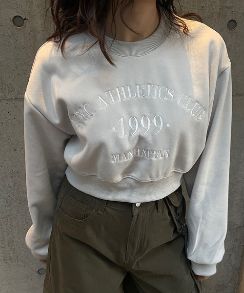 ROGER AND RAW（ロジャーアンドロウ）の「ショート丈ロゴ刺繍スウェットトップス（Tシャツ/カットソー・レディース・ホワイト/ブラック/ネイビー/グレー・FREE）」の21枚目の写真