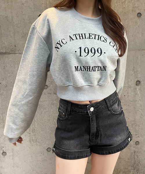 ROGER AND RAW（ロジャーアンドロウ）の「ショート丈ロゴ刺繍スウェットトップス（Tシャツ/カットソー・レディース・ホワイト/ブラック/ネイビー/グレー・FREE）」の12枚目の写真