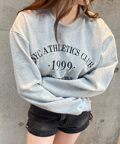 ROGER AND RAW（ロジャーアンドロウ）の「ショート丈ロゴ刺繍スウェットトップス（Tシャツ/カットソー・レディース・ホワイト/ブラック/ネイビー/グレー・FREE）」の9枚目の写真