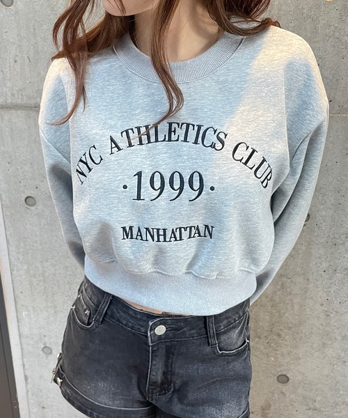ROGER AND RAW（ロジャーアンドロウ）の「ショート丈ロゴ刺繍スウェットトップス（Tシャツ/カットソー・レディース・ホワイト/ブラック/ネイビー/グレー・FREE）」の8枚目の写真