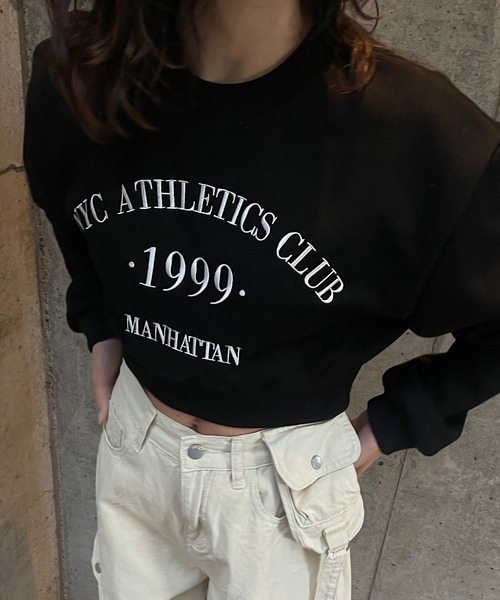 ROGER AND RAW（ロジャーアンドロウ）の「ショート丈ロゴ刺繍スウェットトップス（Tシャツ/カットソー・レディース・ホワイト/ブラック/ネイビー/グレー・FREE）」の7枚目の写真