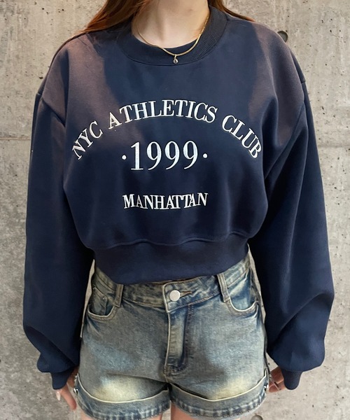ROGER AND RAW（ロジャーアンドロウ）の「ショート丈ロゴ刺繍スウェットトップス（Tシャツ/カットソー・レディース・ホワイト/ブラック/ネイビー/グレー・FREE）」の20枚目の写真