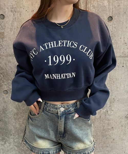 ROGER AND RAW（ロジャーアンドロウ）の「ショート丈ロゴ刺繍スウェットトップス（Tシャツ/カットソー・レディース・ホワイト/ブラック/ネイビー/グレー・FREE）」の19枚目の写真