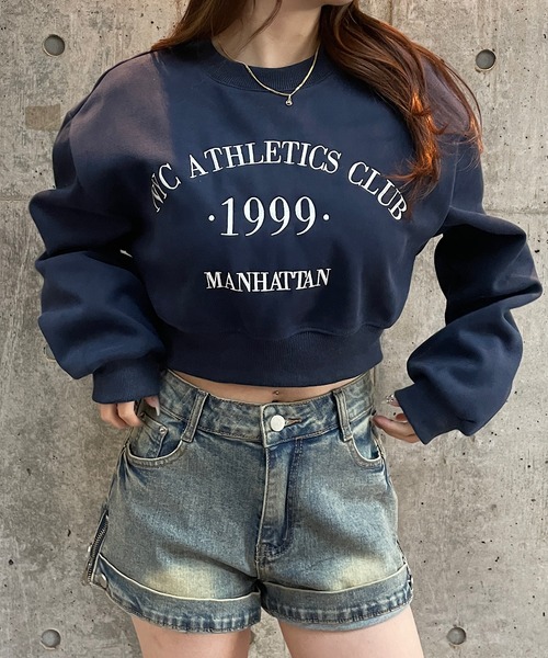 ROGER AND RAW（ロジャーアンドロウ）の「ショート丈ロゴ刺繍スウェットトップス（Tシャツ/カットソー・レディース・ホワイト/ブラック/ネイビー/グレー・FREE）」の16枚目の写真