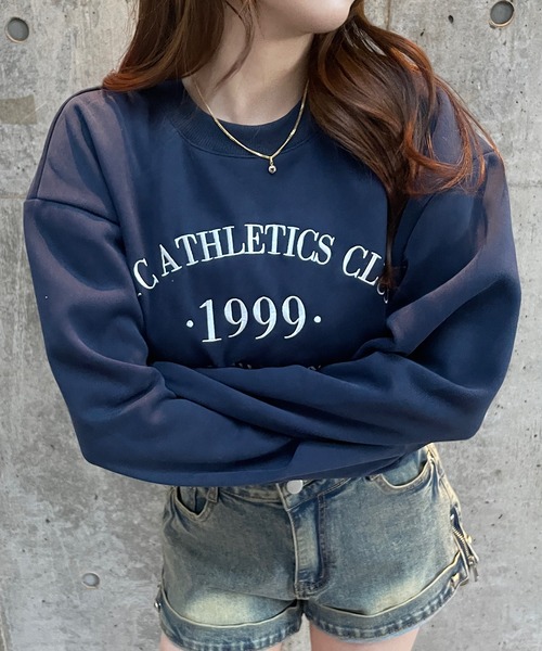 ROGER AND RAW（ロジャーアンドロウ）の「ショート丈ロゴ刺繍スウェットトップス（Tシャツ/カットソー・レディース・ホワイト/ブラック/ネイビー/グレー・FREE）」の15枚目の写真