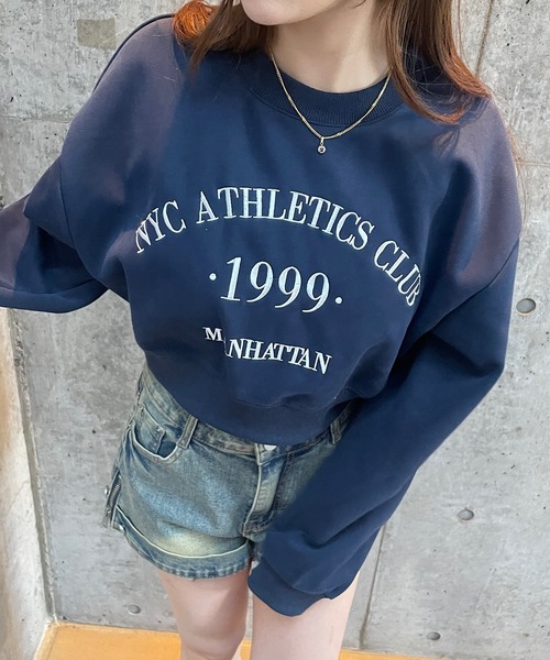 ROGER AND RAW（ロジャーアンドロウ）の「ショート丈ロゴ刺繍スウェットトップス（Tシャツ/カットソー・レディース・ホワイト/ブラック/ネイビー/グレー・FREE）」の14枚目の写真