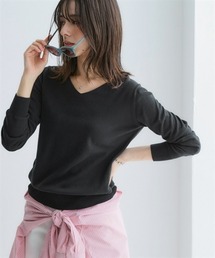 nissen | 洗えるUVカット綿100%Vネックニット<大きいサイズ有>(ニット/セーター)