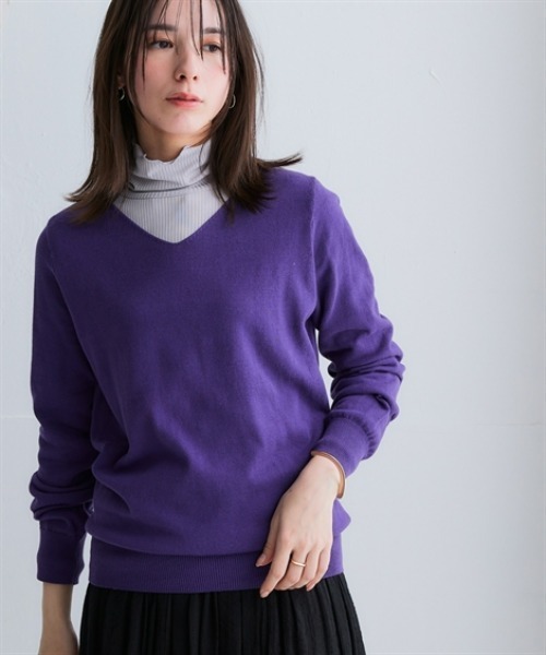 nissen(ニッセン)の「洗えるUVカット綿100%Vネックニット<大きいサイズ有>(ニット/セーター・レディース・オフホワイト/ブラック/グレー/チャコールグレー・LL/L/M/S)」の19枚目の写真