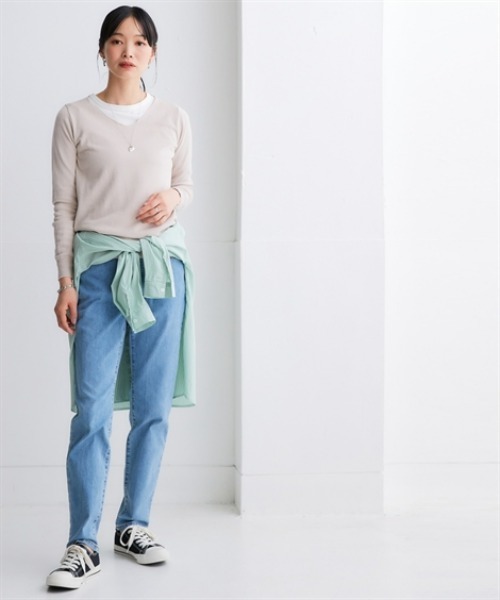 nissen(ニッセン)の「洗えるUVカット綿100%Vネックニット<大きいサイズ有>(ニット/セーター・レディース・オフホワイト/ブラック/グレー/チャコールグレー・LL/L/M/S)」の22枚目の写真