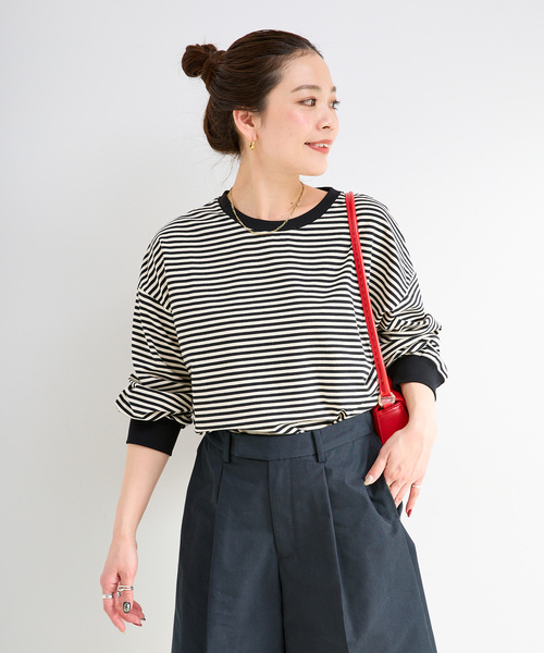 B.C STOCK（ベーセーストック）の「《追加6》【WEB限定】ウォッシャブル / ボーダーロンTEE（Tシャツ/カットソー・レディース・ブラック系その他/イエロー/ピンク/パープル系その他/グリーン・FREE）」の9枚目の写真