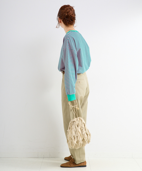 B.C STOCK（ベーセーストック）の「《追加6》【WEB限定】ウォッシャブル / ボーダーロンTEE（Tシャツ/カットソー・レディース・ブラック系その他/イエロー/ピンク/パープル系その他/グリーン・FREE）」の14枚目の写真