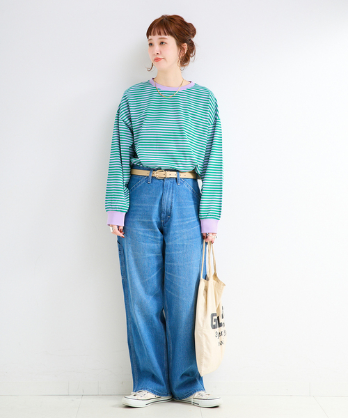 B.C STOCK（ベーセーストック）の「《追加6》【WEB限定】ウォッシャブル / ボーダーロンTEE（Tシャツ/カットソー・レディース・ブラック系その他/イエロー/ピンク/パープル系その他/グリーン・FREE）」の20枚目の写真