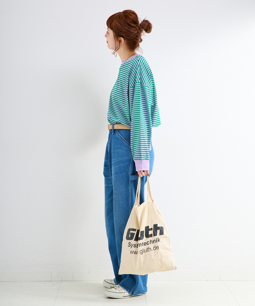 B.C STOCK（ベーセーストック）の「《追加6》【WEB限定】ウォッシャブル / ボーダーロンTEE（Tシャツ/カットソー・レディース・ブラック系その他/イエロー/ピンク/パープル系その他/グリーン・FREE）」の22枚目の写真