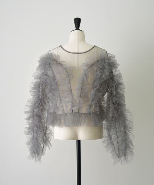 NOGLE（ノグル）の「【NOGLE/ノグル】シアーチュールフリルボリュームトップス（その他トップス・レディース・グレイッシュベージュ/グレー/ブラック・FREE）」の10枚目の写真