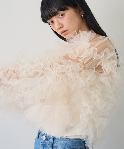 NOGLE（ノグル）の「【NOGLE/ノグル】シアーチュールフリルボリュームトップス（その他トップス・レディース・グレイッシュベージュ/グレー/ブラック・FREE）」の20枚目の写真