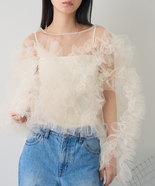 NOGLE（ノグル）の「【NOGLE/ノグル】シアーチュールフリルボリュームトップス（その他トップス・レディース・グレイッシュベージュ/グレー/ブラック・FREE）」の17枚目の写真