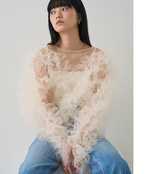 NOGLE（ノグル）の「【NOGLE/ノグル】シアーチュールフリルボリュームトップス（その他トップス・レディース・グレイッシュベージュ/グレー/ブラック・FREE）」の15枚目の写真