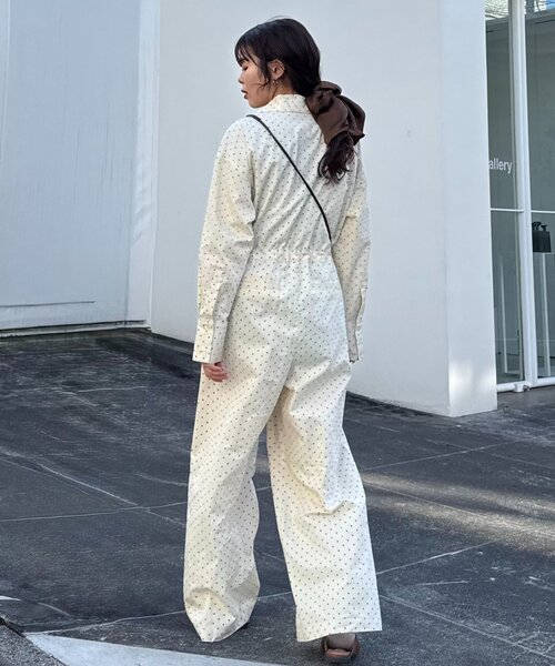 WILLOW(ウィロー)の「【willow】ドットストライプオールインワン(サロペット/オーバーオール・レディース・サックスブルー/オフホワイト・ONE SIZE)」の10枚目の写真