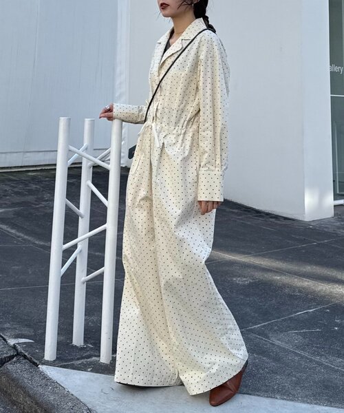WILLOW(ウィロー)の「【willow】ドットストライプオールインワン(サロペット/オーバーオール・レディース・サックスブルー/オフホワイト・ONE SIZE)」の11枚目の写真