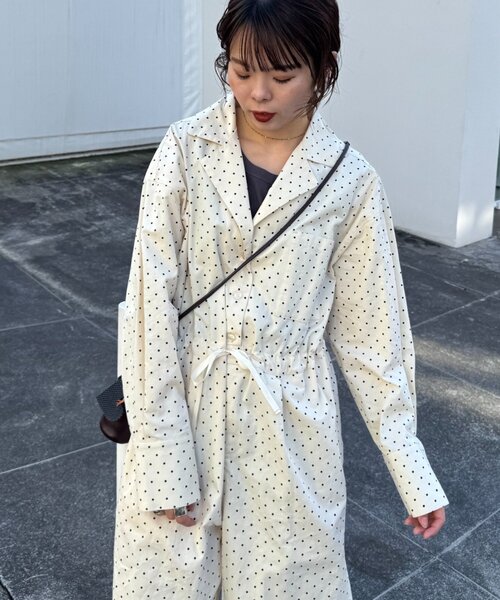 WILLOW(ウィロー)の「【willow】ドットストライプオールインワン(サロペット/オーバーオール・レディース・サックスブルー/オフホワイト・ONE SIZE)」の12枚目の写真