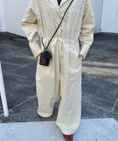 WILLOW(ウィロー)の「【willow】ドットストライプオールインワン(サロペット/オーバーオール・レディース・サックスブルー/オフホワイト・ONE SIZE)」の13枚目の写真