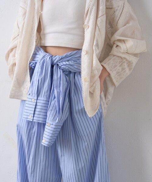 WILLOW(ウィロー)の「【willow】ドットストライプオールインワン(サロペット/オーバーオール・レディース・サックスブルー/オフホワイト・ONE SIZE)」の16枚目の写真