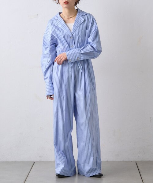 WILLOW(ウィロー)の「【willow】ドットストライプオールインワン(サロペット/オーバーオール・レディース・サックスブルー/オフホワイト・ONE SIZE)」の18枚目の写真