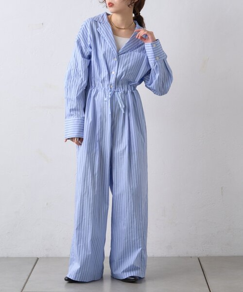 WILLOW(ウィロー)の「【willow】ドットストライプオールインワン(サロペット/オーバーオール・レディース・サックスブルー/オフホワイト・ONE SIZE)」の19枚目の写真