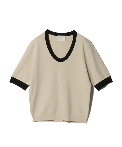 ESTNATION（エストネーション）の「ESTNATION THE FIRST / モニカUネックプルオーバー（ニット/セーター・レディース・アイボリー/ネイビー/ホワイト・FREE）」の3枚目の写真