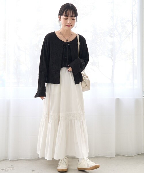 coen(コーエン)の「【セットアイテム】ポコポコキャミ カーデセット(カーディガン/ボレロ・レディース・ナチュラル/ブラック/ライム/モカ・M/L)」の5枚目の写真