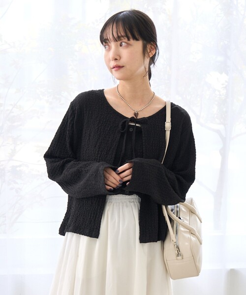 coen(コーエン)の「【セットアイテム】ポコポコキャミ カーデセット(カーディガン/ボレロ・レディース・ナチュラル/ブラック/ライム/モカ・M/L)」の7枚目の写真