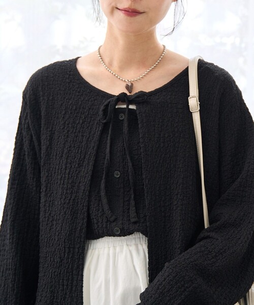 coen(コーエン)の「【セットアイテム】ポコポコキャミ カーデセット(カーディガン/ボレロ・レディース・ナチュラル/ブラック/ライム/モカ・M/L)」の10枚目の写真
