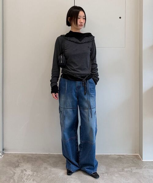 DIAGONAL(ダイアゴナル)の「DIAGONAL BUTTON SLIT TOP (3color)(Tシャツ/カットソー・レディース・ブラック/ライトグレー/レッド・FREE)」の20枚目の写真