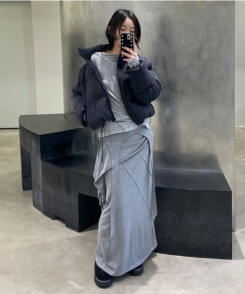 DIAGONAL(ダイアゴナル)の「DIAGONAL BUTTON SLIT TOP (3color)(Tシャツ/カットソー・レディース・ブラック/ライトグレー/レッド・FREE)」の10枚目の写真