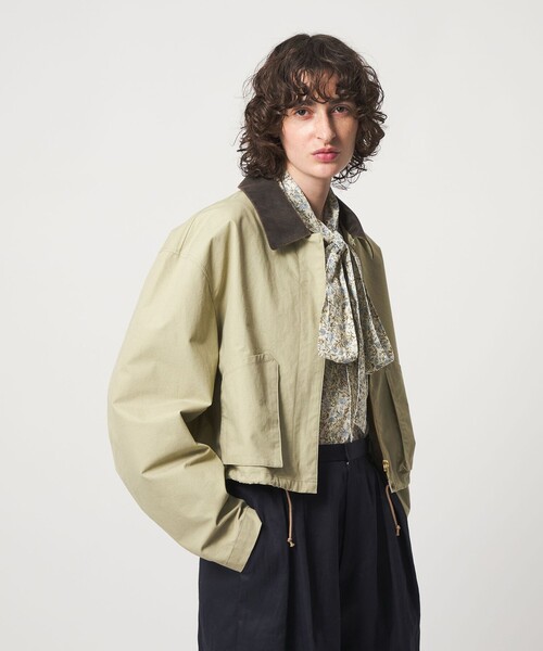 6（ロク）の「＜6(ROKU)＞コットン ショート ブルゾン（カバーオール・レディース・オリーブ・38/36）」の2枚目の写真